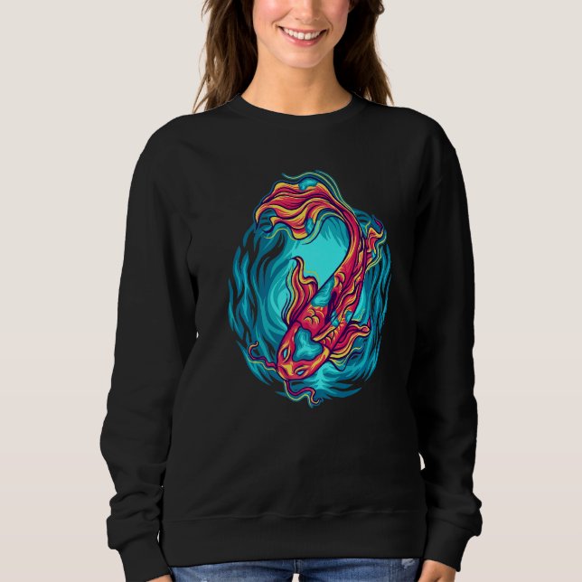 Japanese Fighting Giant Carp Nishikigoi Fish Cherr Sweatshirt (Front)