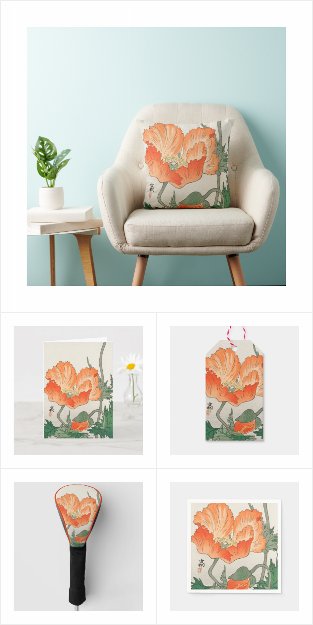 Japanese Fine Art: Ohara Koson Orange Poppies