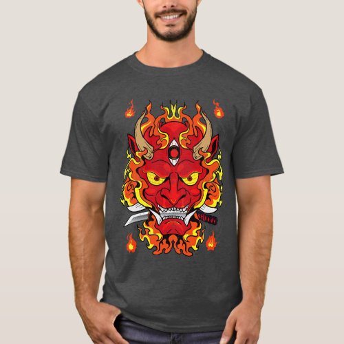 Japanese Fire Dragon Art Design T_Shirt