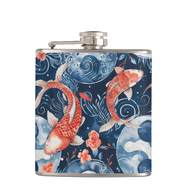 Japanese Fish In Watercolor Flask (Front)