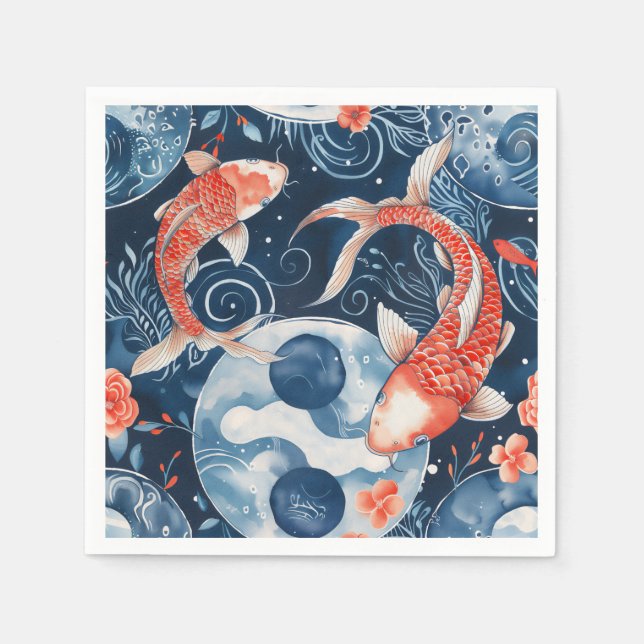 Japanese Fish In Watercolor Napkins (Front)