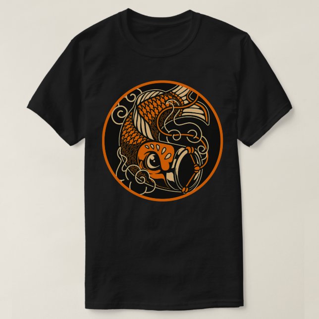 Japanese Fish Koi Nobori Black Classic TShirt (Design Front)