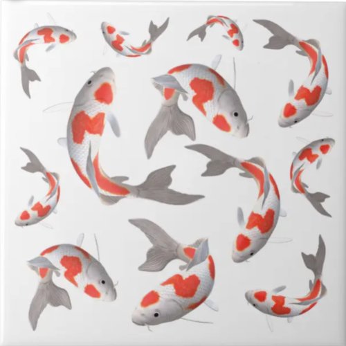 Japanese fish Koi orange and white asian style Ceramic Tile