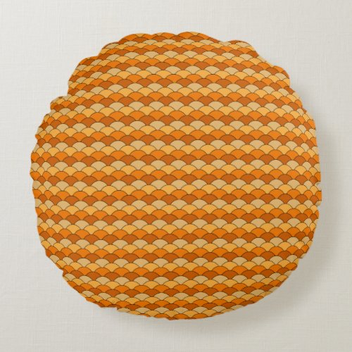 Japanese Fish Scale Pattern Round Pillow