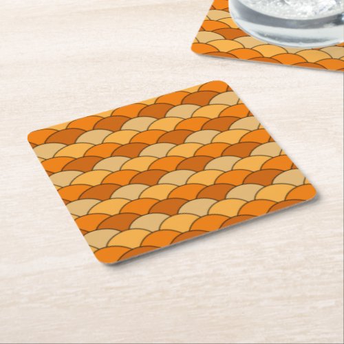 Japanese Fish Scale Pattern Square Paper Coaster