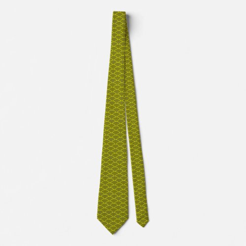 Japanese Fish Scale Pattern _ Yellow on Black Neck Tie