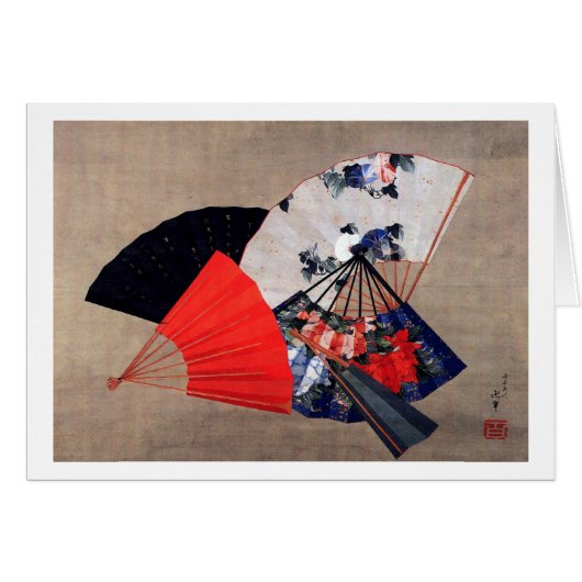 Japanese Five Fans, Hokusai, Ukiyoe Cards (Front Horizontal)