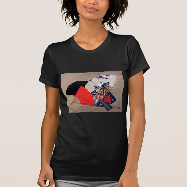 Japanese Five Fans, Hokusai, Ukiyoe T-Shirt (Front)