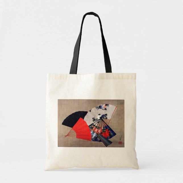 Japanese Five Fans, Hokusai, Ukiyoe Tote Bag (Front)