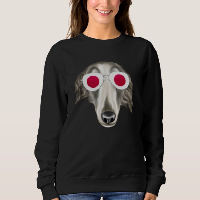 Japanese Flag Borzoi Dog Japan Pocket Sweatshirt (Front)