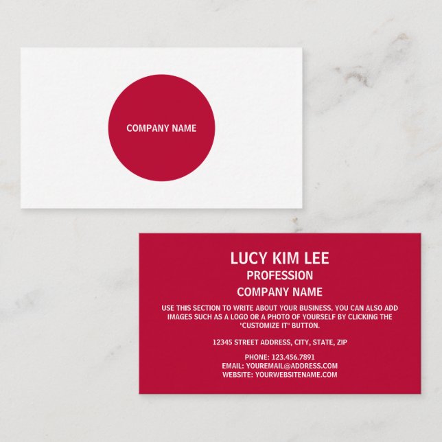 Japanese Flag, Flag of Japan Business Card (Front/Back)