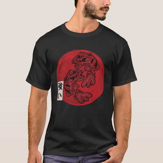 Japanese Flag Koi Fish Koi Carp Aquarium Koi Kanji T-Shirt (Front)