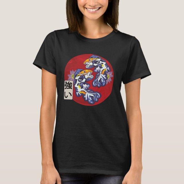 Japanese Flag Koi Fish Koi Carp Aquarium Koi Kanji T-Shirt (Front)