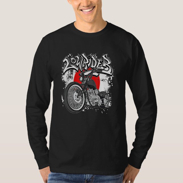 Japanese Flag Latino Vicla Cholo Motorcycles Lowri T-Shirt (Front)
