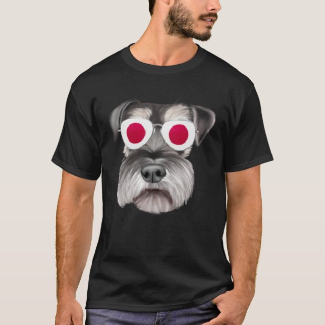 Japanese Flag Miniature Schnauzer Dog Japan Pocket T-Shirt (Front)