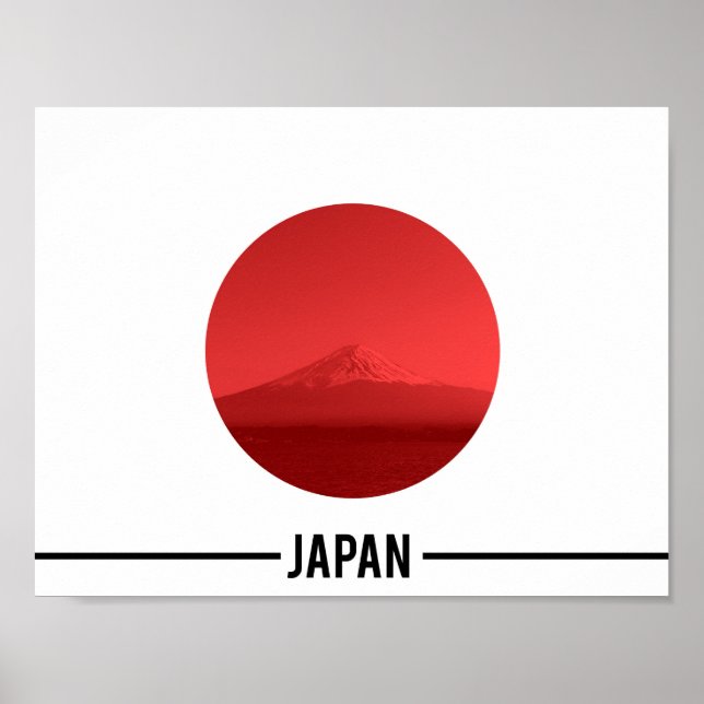 Japanese Flag - Mount Fuji, Japan Poster (Front)