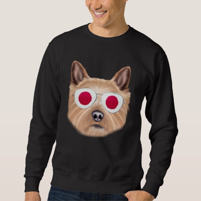 Japanese Flag Norwich Terrier Dog Japan Pocket Sweatshirt (Front)