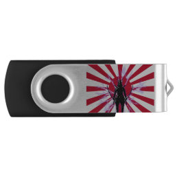 Japanese Flag &amp; Rising Sun Samurai Warrior Flash Drive