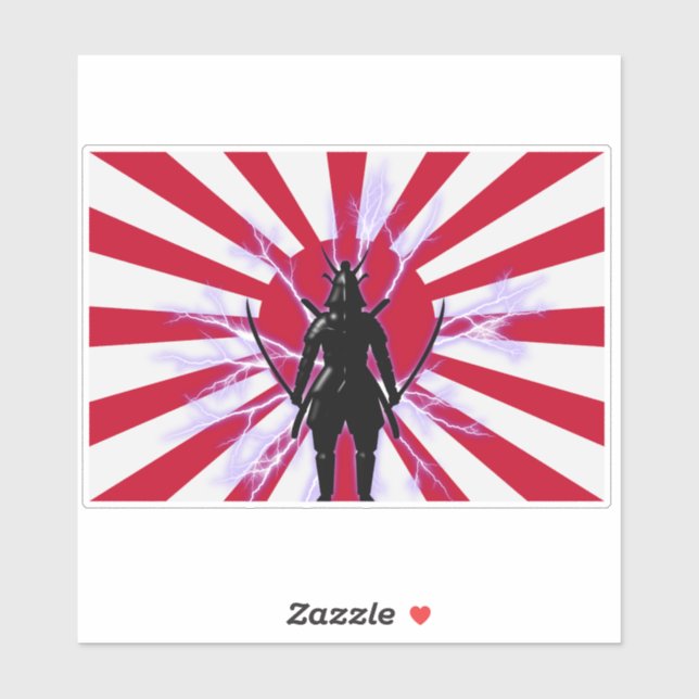 Japanese Flag & Rising Sun Samurai Warrior Sticker (Sheet)