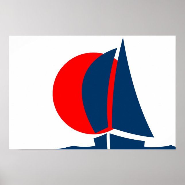 Japanese Flag Sailing Yacht Japan Nautical Poster (Front)
