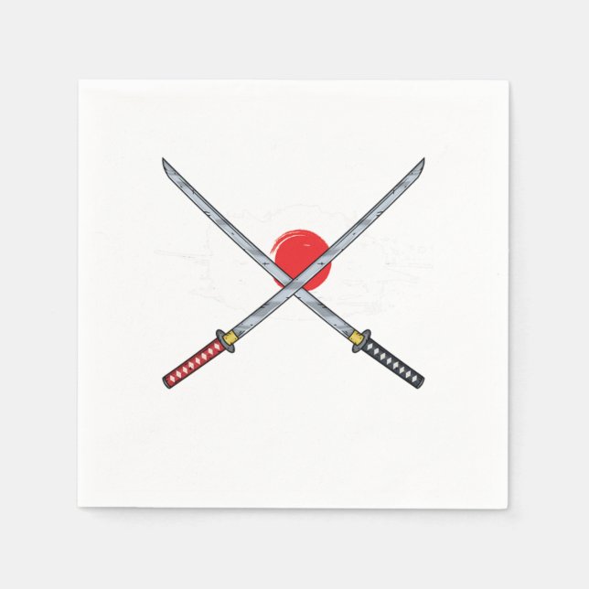 Japanese Flag Sword Japan Katana Kendo Samurai Gif Napkins (Front)