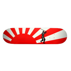 Japanese Flag with Ninja Skateboard Deck