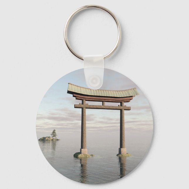 Japanese Floating Torii Gate at a Shinto Shrine Keychain (Front)