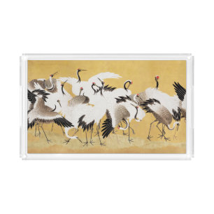 Japanese Flock Cranes Vintage Bird Rich Classic Acrylic Tray