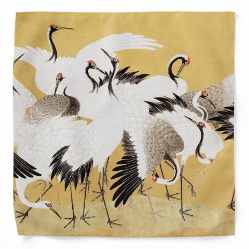 Japanese Flock Cranes Vintage Bird Rich Classic Bandana