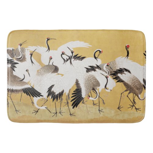 Japanese Flock Cranes Vintage Bird Rich Classic Bath Mat