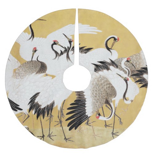 Japanese Flock Cranes Vintage Bird Rich Classic Brushed Polyester Tree Skirt