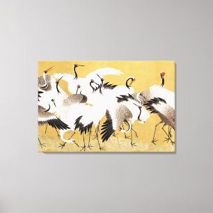 Japanese Flock Cranes Vintage Bird Rich Classic Canvas Print