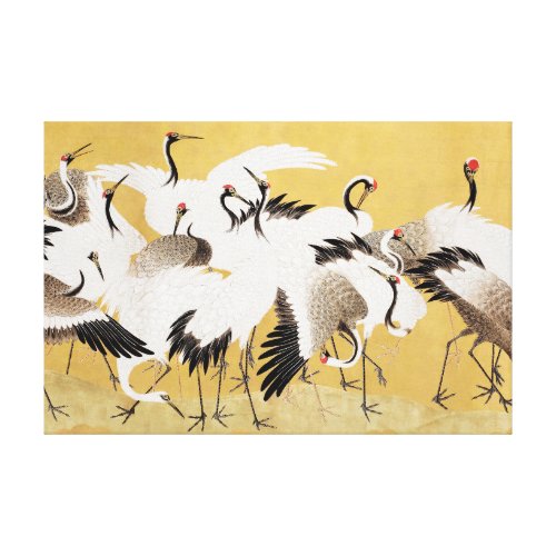Japanese Flock Cranes Vintage Bird Rich Classic Canvas Print