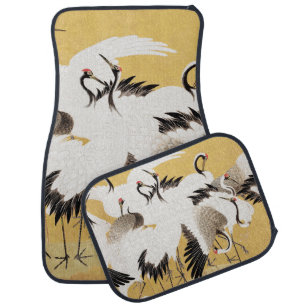 Japanese Flock Cranes Vintage Bird Rich Classic Car Floor Mat