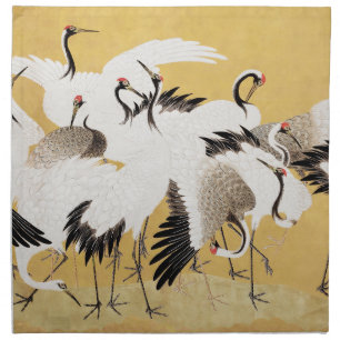 Japanese Flock Cranes Vintage Bird Rich Classic Cloth Napkin