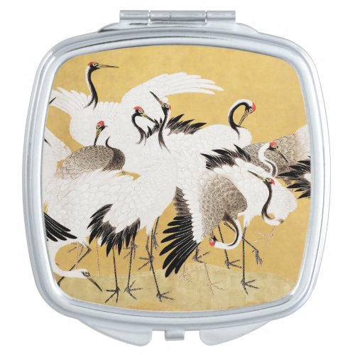 Japanese Flock Cranes Vintage Bird Rich Classic Compact Mirror