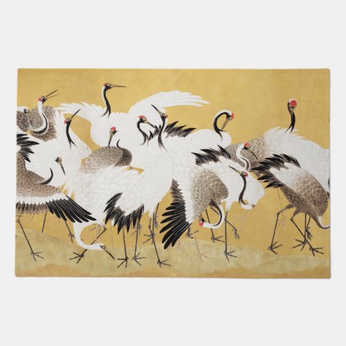 Japanese Flock Cranes Vintage Bird Rich Classic Doormat