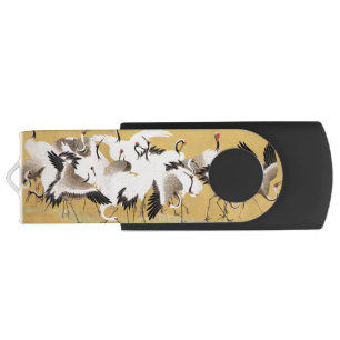 Japanese Flock Cranes Vintage Bird Rich Classic Flash Drive