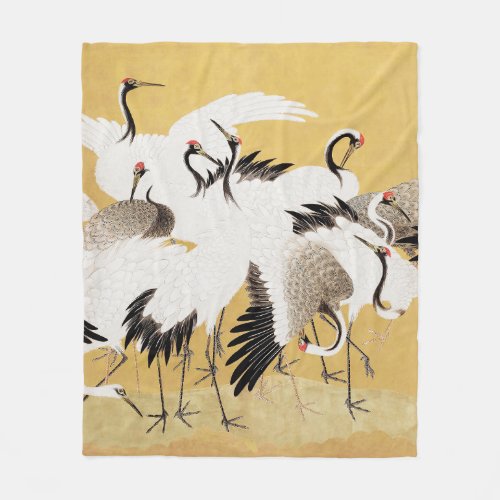 Japanese Flock Cranes Vintage Bird Rich Classic Fleece Blanket