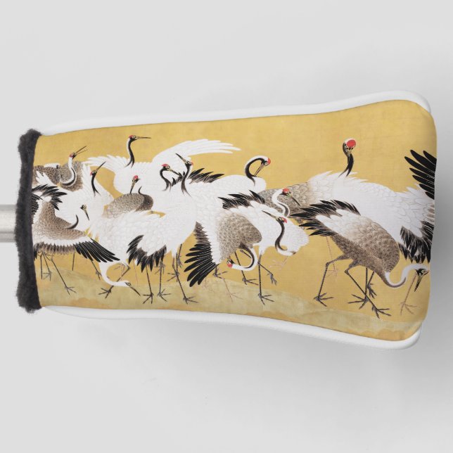 Japanese Flock Cranes Vintage Bird Rich Classic Golf Head Cover (Front)