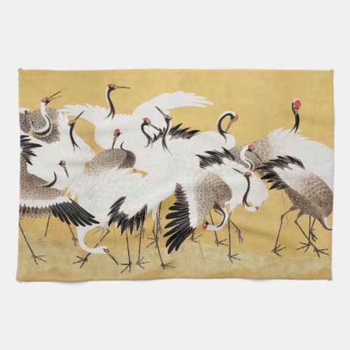 Japanese Flock Cranes Vintage Bird Rich Classic Kitchen Towel