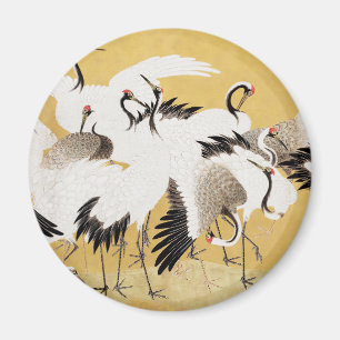 Japanese Flock Cranes Vintage Bird Rich Classic Magnet