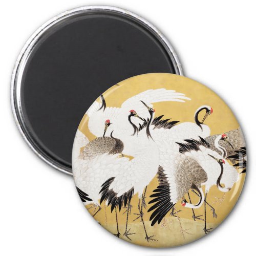 Japanese Flock Cranes Vintage Bird Rich Classic Magnet