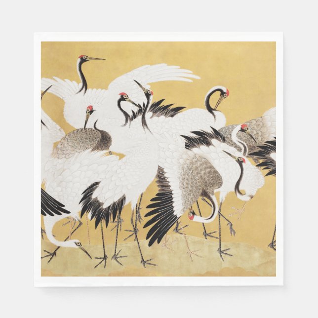 Japanese Flock Cranes Vintage Bird Rich Classic Napkins (Front)
