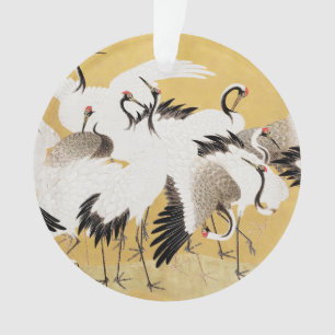 Japanese Flock Cranes Vintage Bird Rich Classic Ornament
