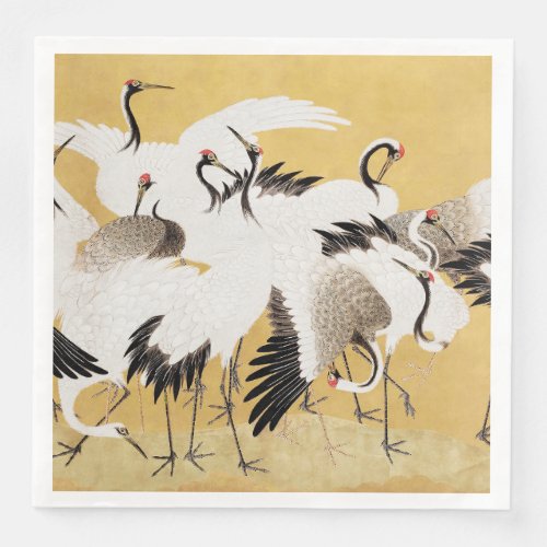 Japanese Flock Cranes Vintage Bird Rich Classic Paper Dinner Napkins