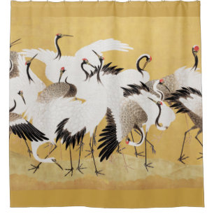 Japanese Flock Cranes Vintage Bird Rich Classic Shower Curtain