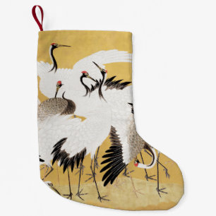 Japanese Flock Cranes Vintage Bird Rich Classic Small Christmas Stocking
