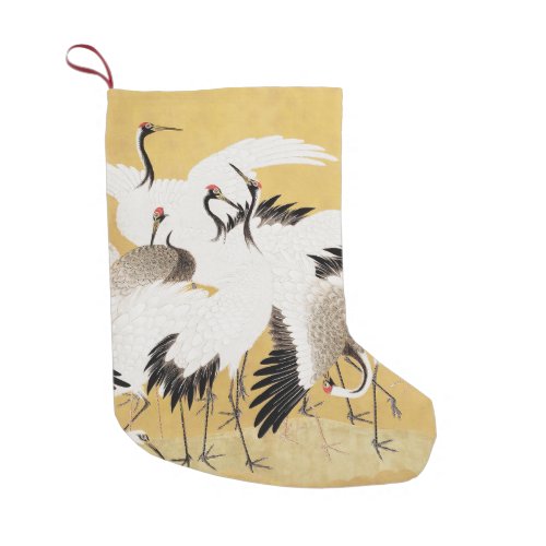 Japanese Flock Cranes Vintage Bird Rich Classic Small Christmas Stocking