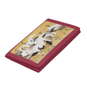 Japanese Flock Cranes Vintage Bird Rich Classic Tri-fold Wallet